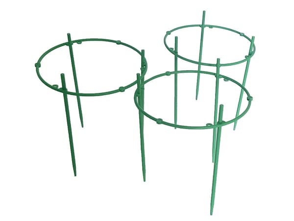 Växtstöd med 3 ringar grön plast ringdiameter 19 cm höjd 63 cm