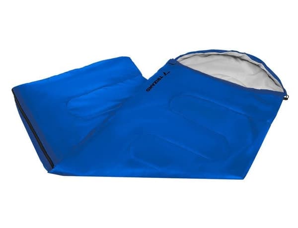 Sovepose 200x75 cm hulfiber 210T ripstop med hætte blå/sort