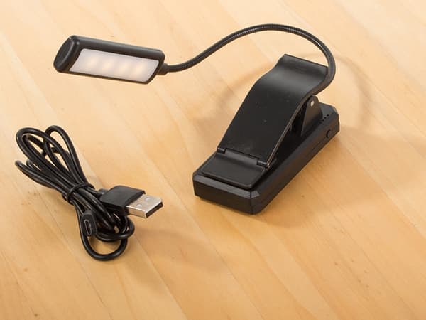 USB-ladattava lukulamppu klipsillä 9 LED musta
