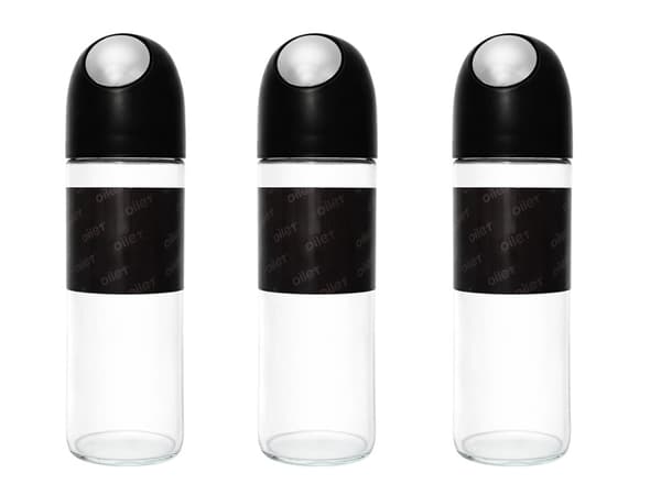 Oljedispenser i glas 510 ml med gravitationslåg sort