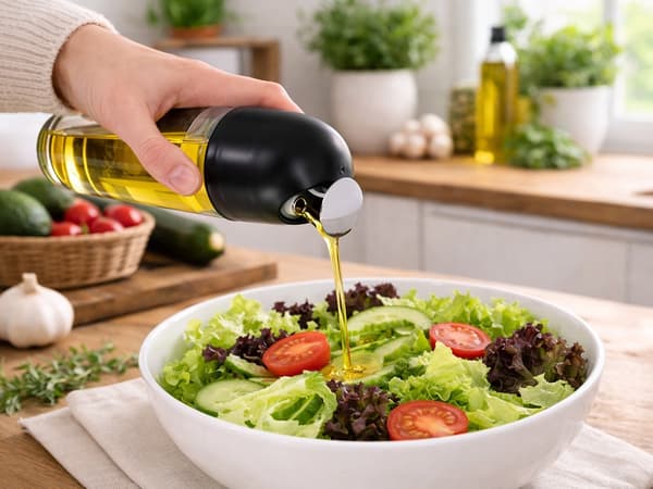 Oljedispenser i glas 510 ml med gravitationslåg sort