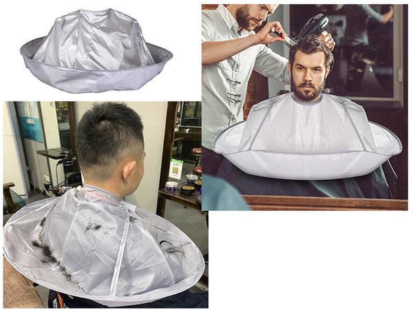 Hårklippningskrage universal med kardborre polyester silver Ø56 cm