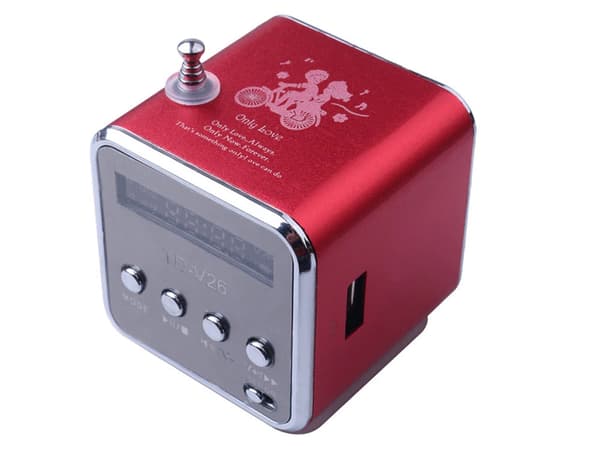 Langaton kaiutin FM-radiolla Bluetooth 5.0 LED 3 W punainen