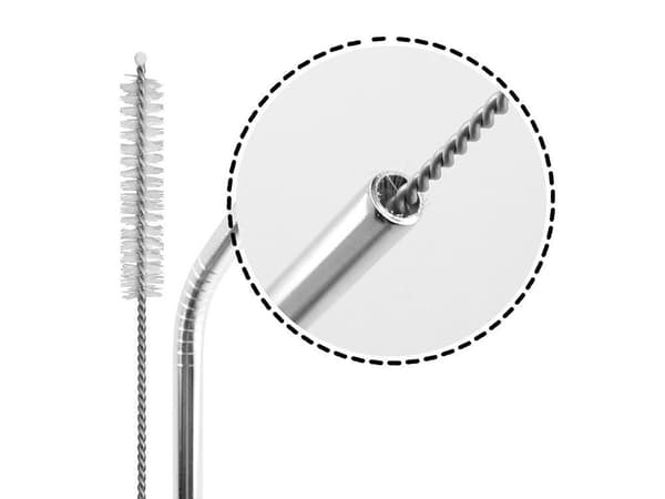 Metalsugerør rustfrit stål 8-pack (4 lige/4 bøjede) + 2 børster