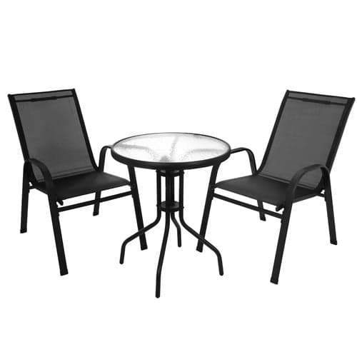 Altanmøbelsæt 3 dele bord + 2 stabelbare stole sort