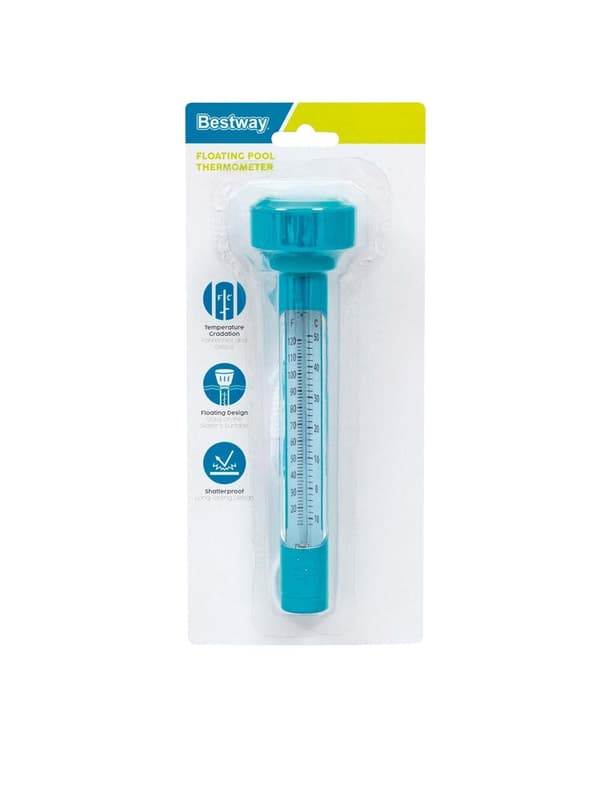 Pooltermometer flytande blå ABS med snodd, visar °C/°F