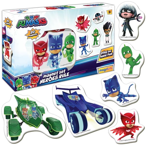 Pj Masks magnet sæt 20-pack magneter til børn 3+ (ca 3–8 cm)