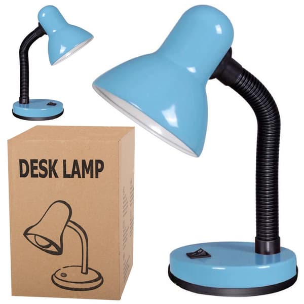 Skrivebordslampe E27 blå med justerbar arm 40 W