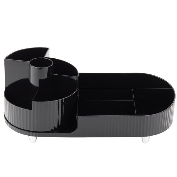 Roterende organizer med rum 360° sort plast til makeup og kontor