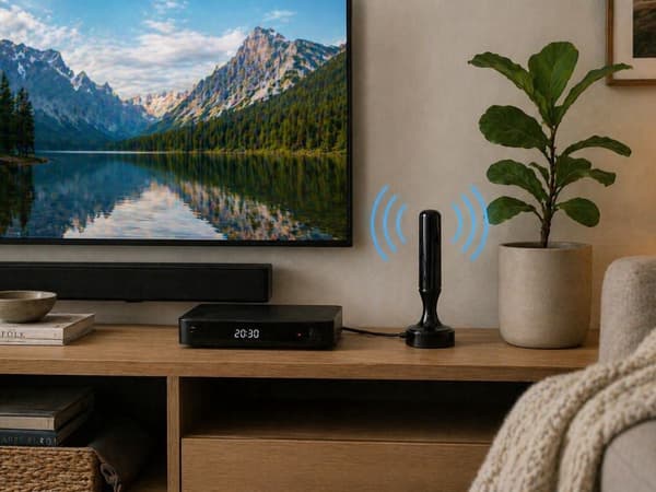 Aktiv indendørsantenne DVB-T/T2 25 dB forstærker USB 5 m kabel