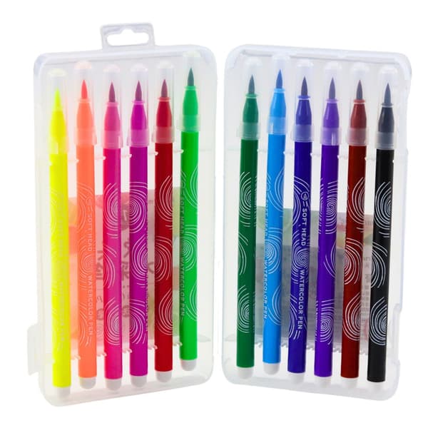 Vattenbaserade tuschpennor 12-pack med förvaringslåda, giftfria