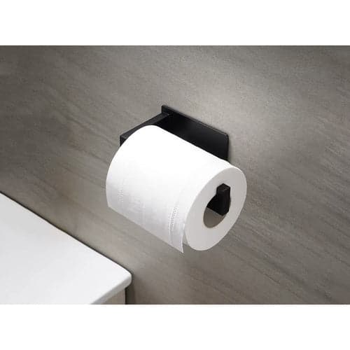 Toiletpapirholder vægmontering med tape mat sort rustfrit stål