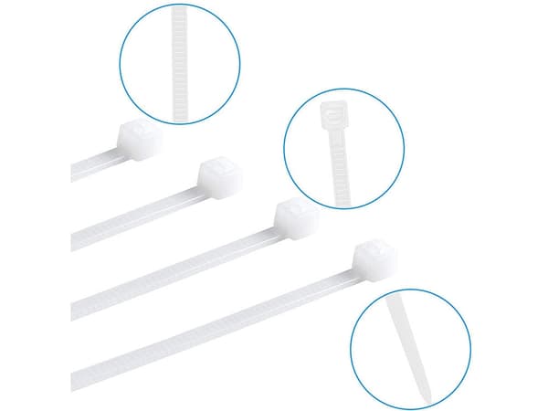 Kabelbindere i nylon 2,5x100 mm hvid 100-pack
