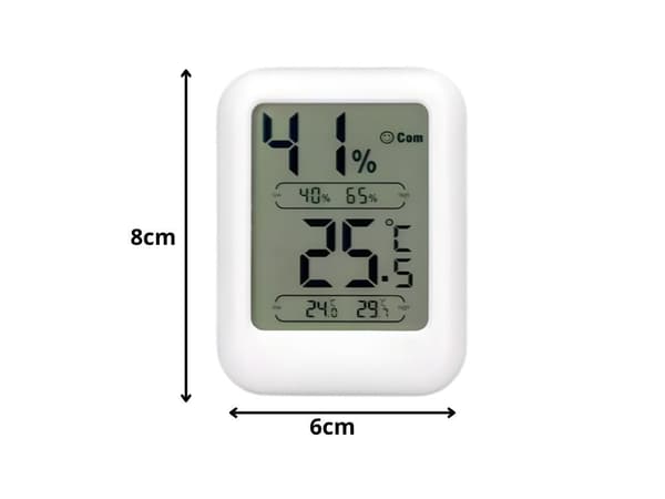 Digital termometer/hygrometer med LCD-display 6x8 cm vit