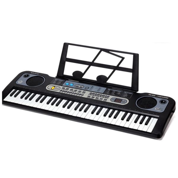 Elektronisk keyboard 61 tangenter med mikrofon og nodeskilt, sort