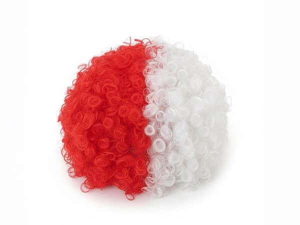 Afroparyk supporterparyk hvid/rød one size polyester