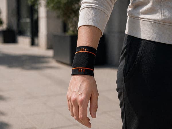Håndledsstøtte kompression med velcro polyester/bomuld grå/orange