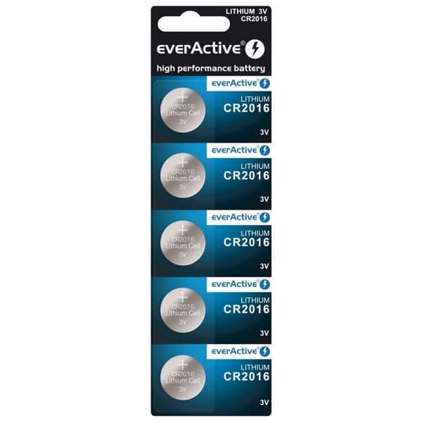 Knapcellebatteri CR2016 lithium 3V 5-pak blister