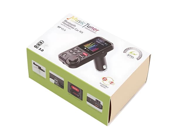 Bluetooth FM-lähetin 5.0 autoadapteri handsfree USB QC 3.0 12–24V