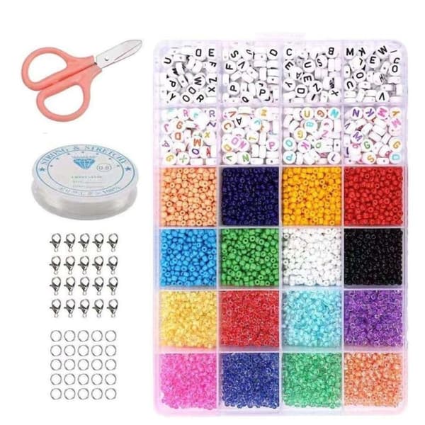 DIY Perleboks Seed Beads & Bogstavsperler – 7000 Perler til