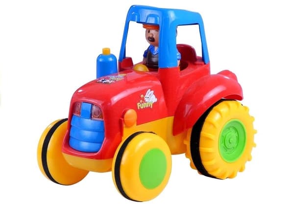 Legetraktor med anhænger og dyrefigurer, sæt 3 dele