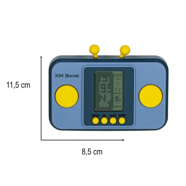 Bärbar retro spelkonsol grå med inbyggda spel, 2x AAA (ingår ej)