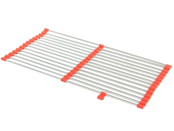Rullbart diskställ över diskho 53,5x28,5 cm stål/silikon röd