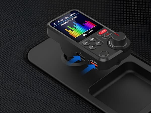 Bluetooth FM-lähetin 5.0 autoadapteri handsfree USB QC 3.0 12–24V