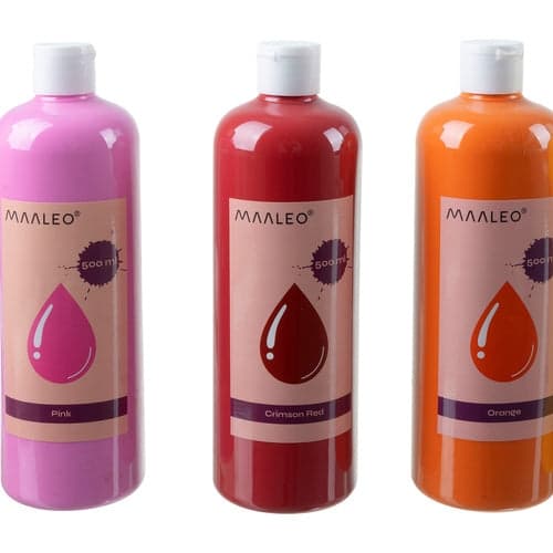 Vesipohjaiset maalivärit 12-pack 500 ml/pullo matta, lapsiystävälliset