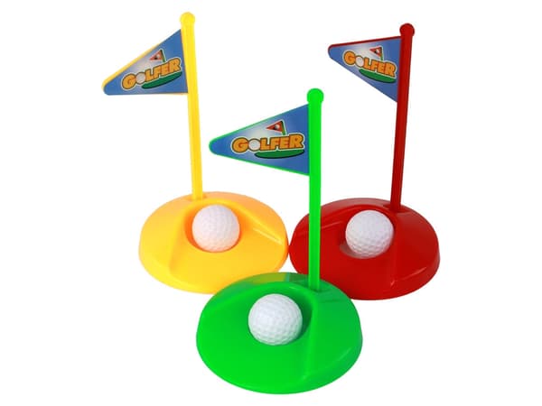 Mini-golfset til børn 3+ med 3 køller, 3 bolde og 3 mål