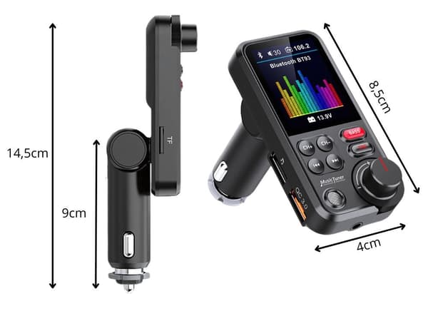 Bluetooth FM-lähetin 5.0 autoadapteri handsfree USB QC 3.0 12–24V