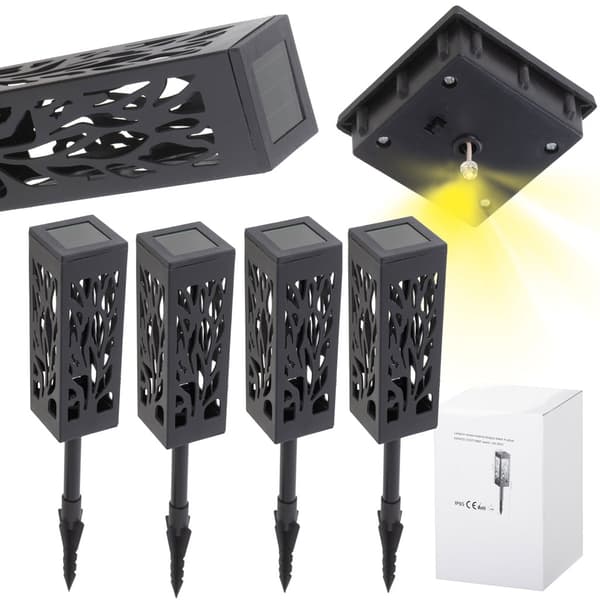 Solcellslampor markspett IP44 varmvit 4-pack 39 cm med ljussensor