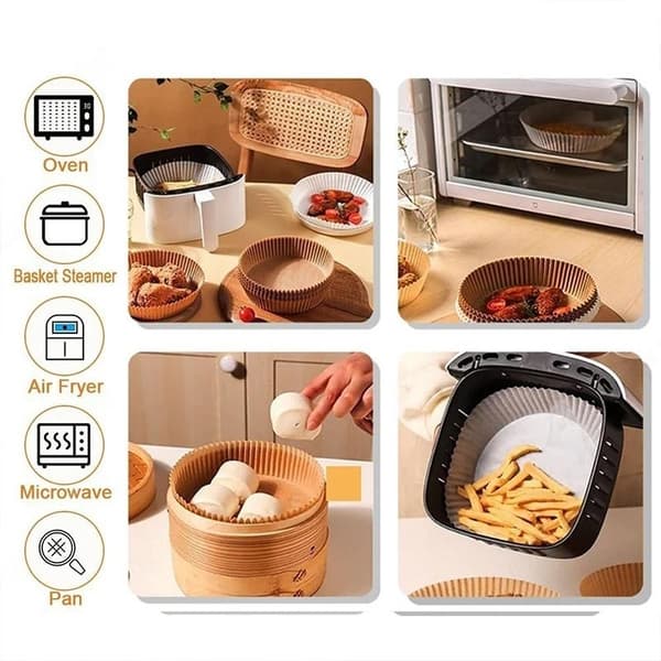 100 stk Engangspapir Pergamentforme til Airfryer - Nem og