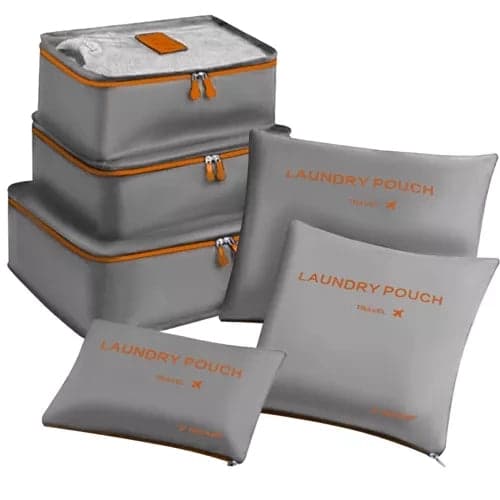Reseorganisatör packkuber 6-pack polyester grå/orange