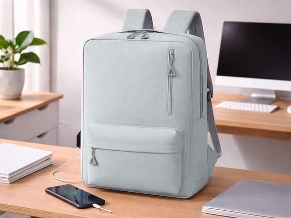 Ryggsäck med USB-port och laptopfack 18–20 L grå polyester