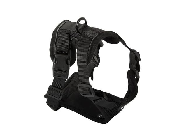 Hundesele M sort med kobbel 150 cm reflekterende justerbar
