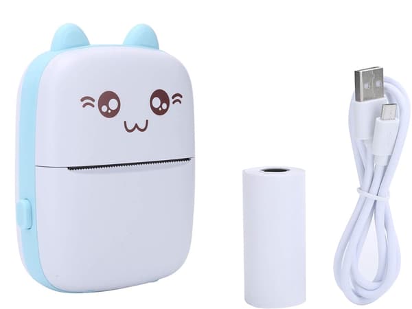Mini termisk printer Bluetooth 57 mm USB-C iPrint blå 11x8 cm