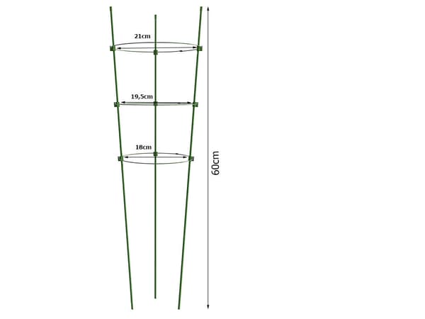 Kasvituki kolmella metallirenkaalla, 60 cm, vihreä