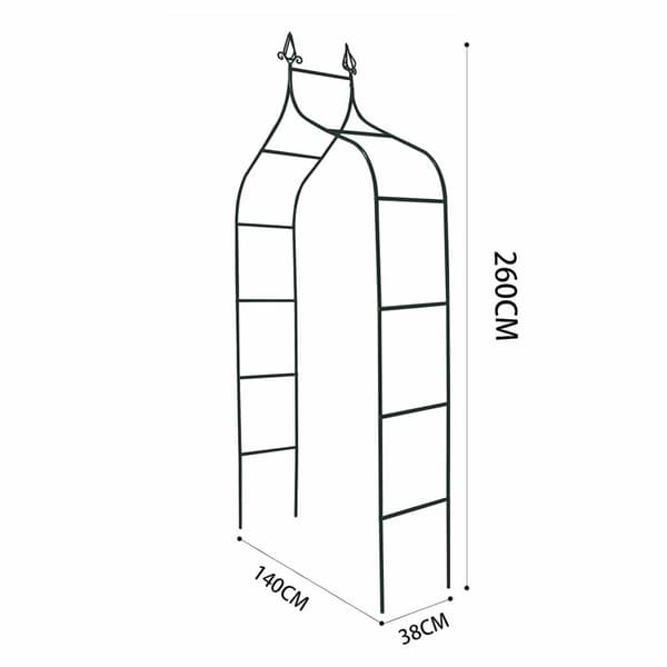 Havepavillon espalier til klatreplanter stål sort 265 cm