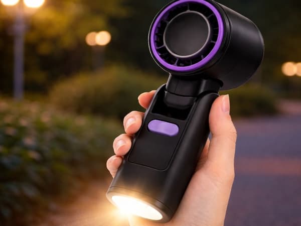 Bærbar USB-ventilator 199 hastigheder med display/lommelygte sort