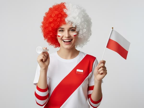 Afroparyk supporterparyk hvid/rød one size polyester