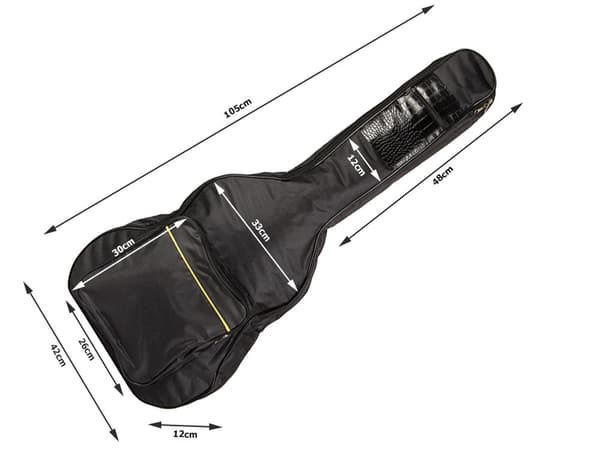 Gitarrfodral för akustisk gitarr polyester svart 105 cm med fickor