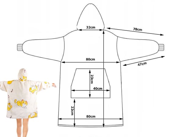 Filt-sweatshirt med huva teddyfleece oversize one size