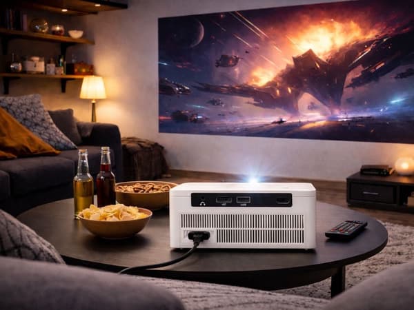 LCD-projektor Android TV 11 Wi‑Fi Bluetooth 720p med 4K-understøttelse 60–120
