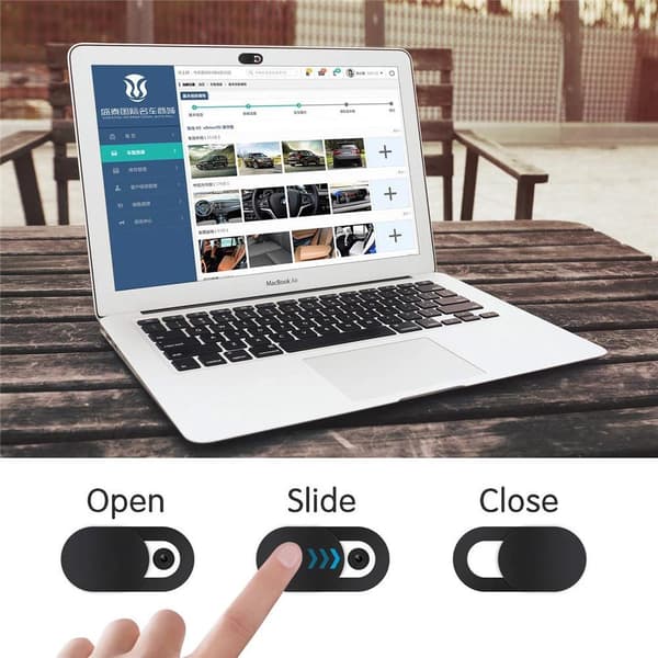 Webkameraafdækning med skydefunktion 3-pack sort til laptop/mobil/tablet