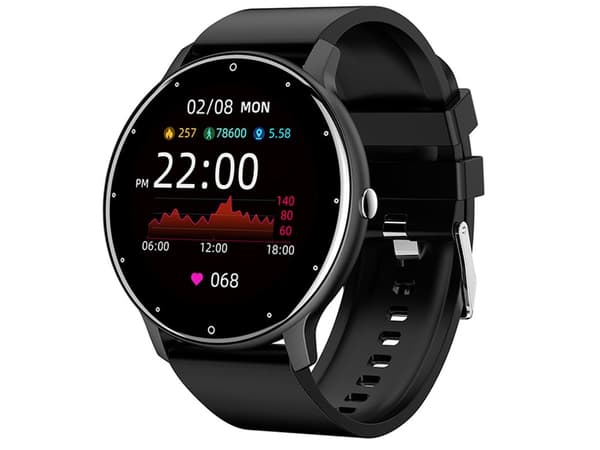 Smartwatch med Bluetooth-opkald pulsmåling og sort silikonerem