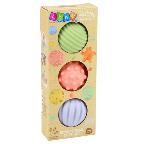 Sensoriska bollar för spädbarn 3-pack 6 cm mjuka texturerade