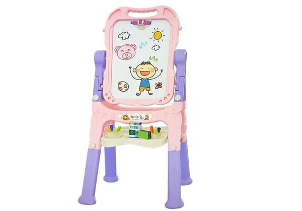 Magnetisk børnetavle 2-sidet whiteboard/kridttavle 110 cm 48 dele