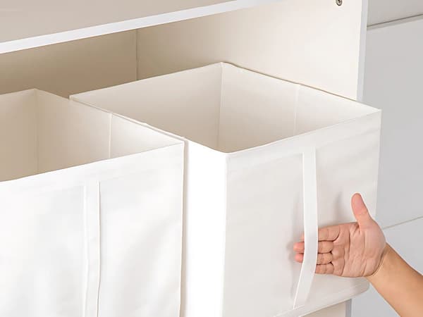 Förvaringsbox kläder polyester vit 31x34x33 cm