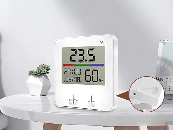 Väderstation inomhus med termometer/hygrometer klocka 9x9 cm